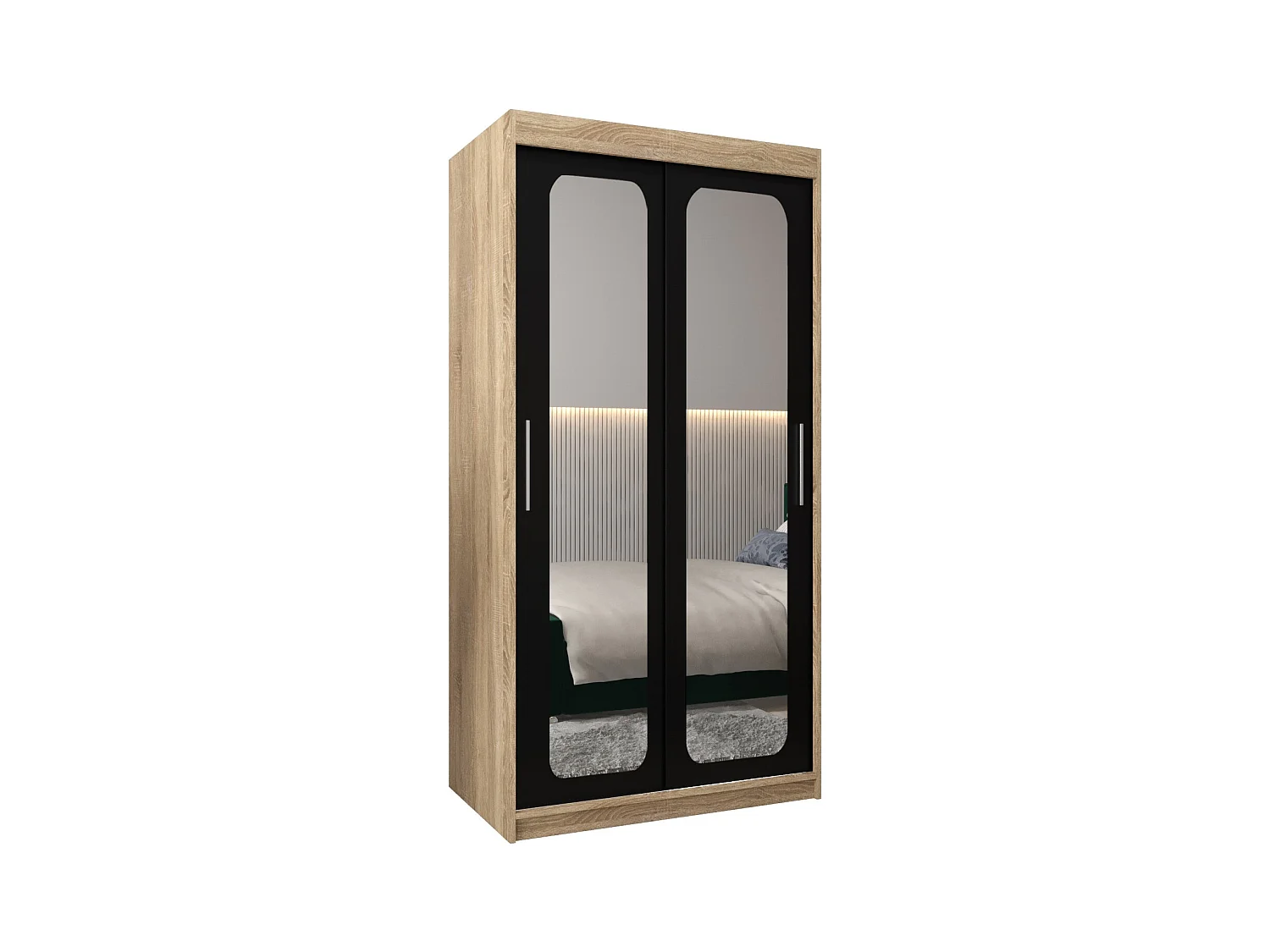 ARMARIO PROMO T3 DE PUERTAS CORREDERAS 200/100/62 2 puertas (sonoma/negro)