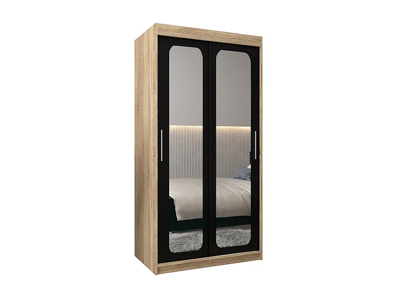 ARMOIRE PROMO T3 À PORTES COULISSANTES 200/100/62 2 Portes (Sonoma/Noir)