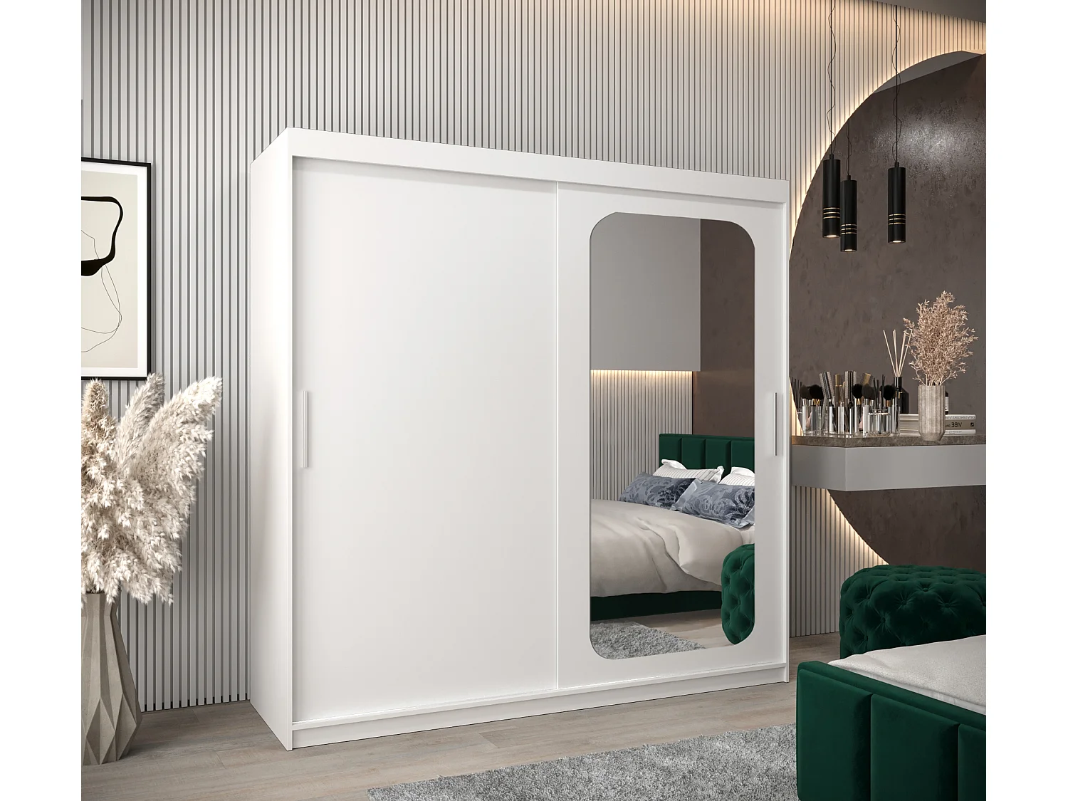 SCHWEBETÜRENSCHRANK PROMO T2 200/200/62 2-türig (Weiß/Weiß)