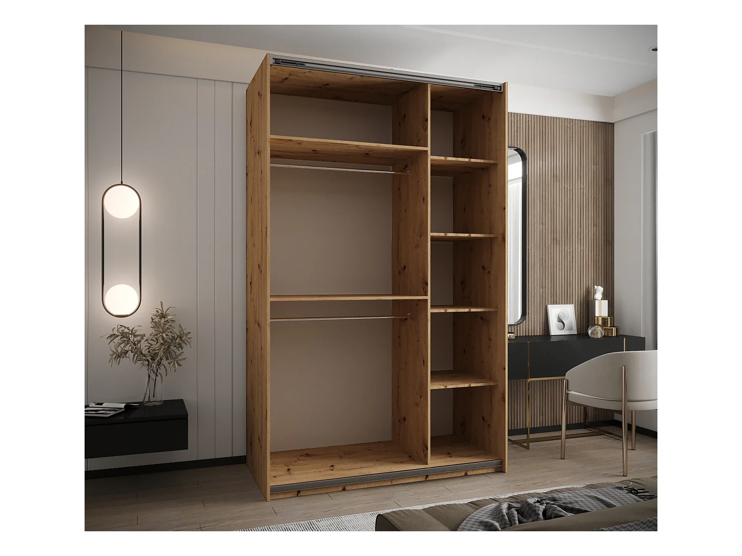 Armadio Lux 1 de puertas corredas 245,5/150/64 (Artisan/Artisan/Plata)