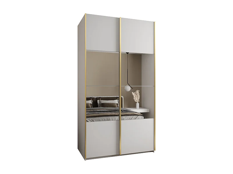 KLEDINGKAST MET SCHUIFDEUREN Lux 4 245,5/140/64 (Wit/Wit/Goud)