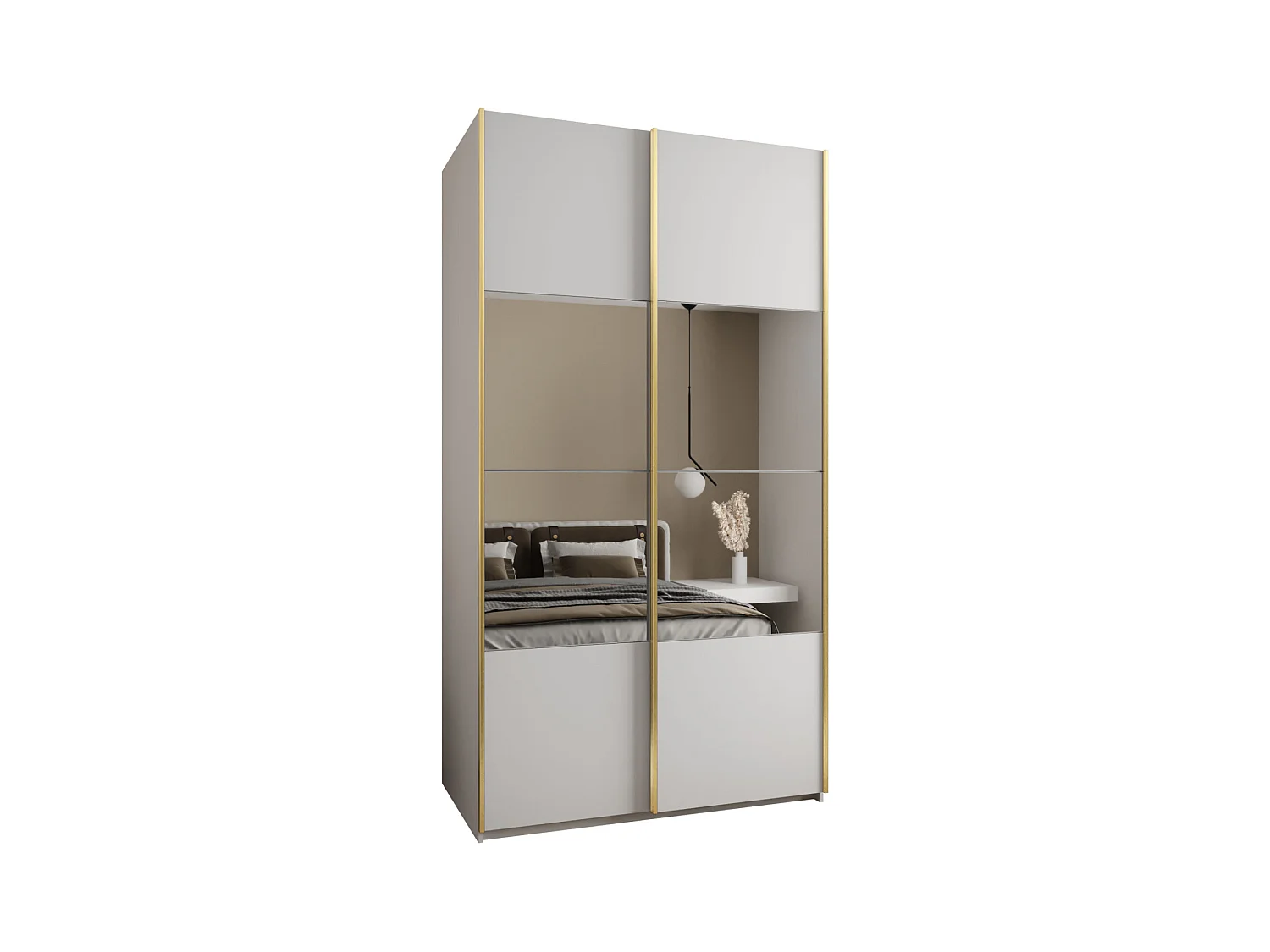 KLEDINGKAST MET SCHUIFDEUREN Lux 4 245,5/140/64 (Wit/Wit/Goud)