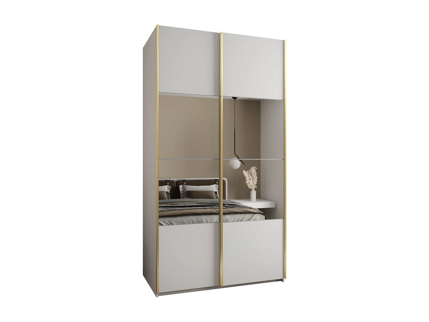 Armoire Lux 4 245,5/140/64 (Blanc/Blanc/Or)