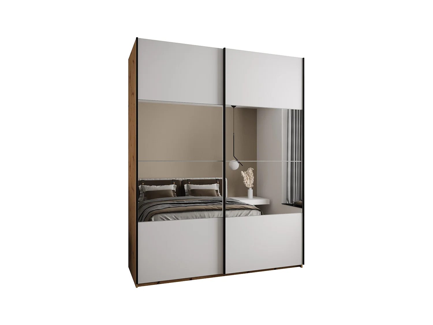 Armoire Lux 4 245,5/200/64 (Artisan/Blanc/Noir)