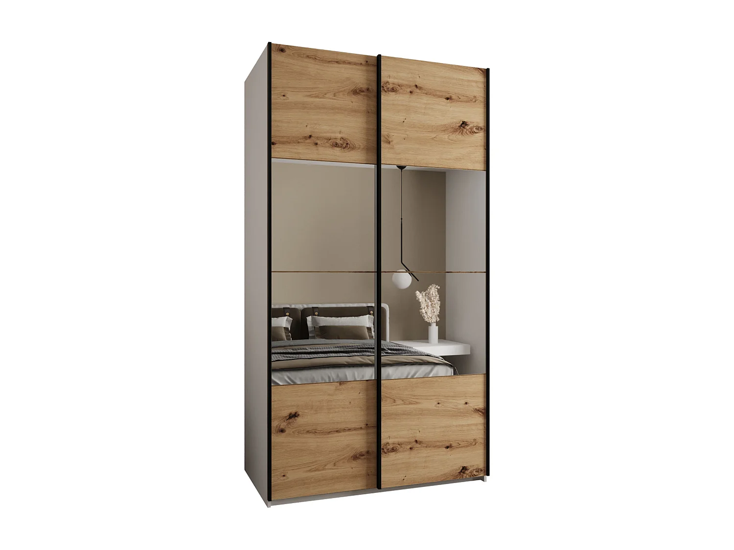 SCHWEBETÜRENSCHRANK Lux 4 245,5/140/64 (Weiß/Artisan/Schwarz)