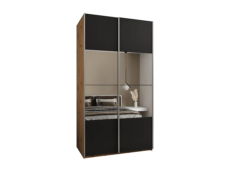 Armoire Lux 4 245,5/140/64 (Artisan/Noir/Argent)