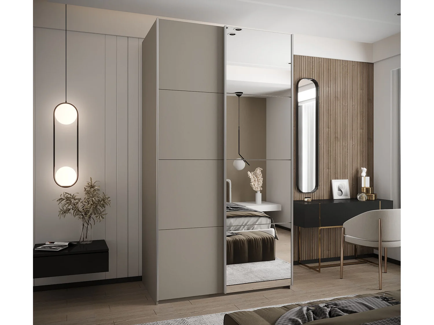 Armoire Lux 3 245,5/130/64 (Cachemire/Cachemire/Argent)