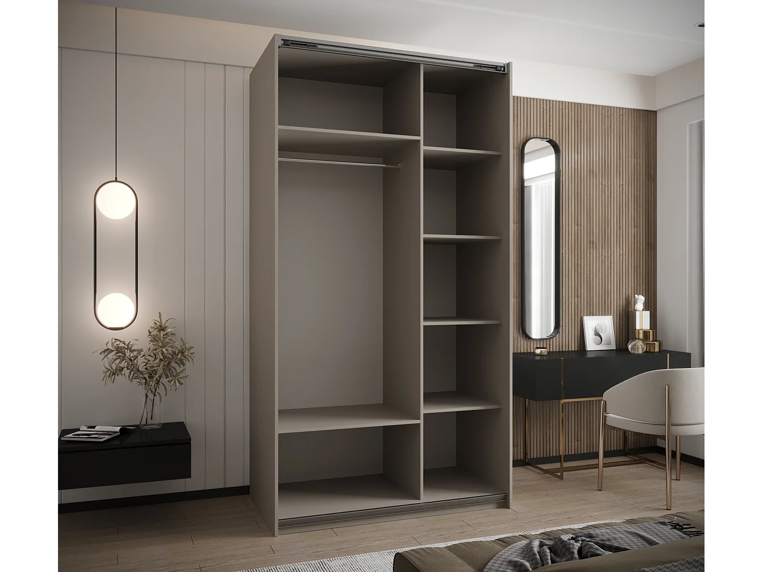 Armoire Lux 3 245,5/130/64 (Cachemire/Cachemire/Argent)