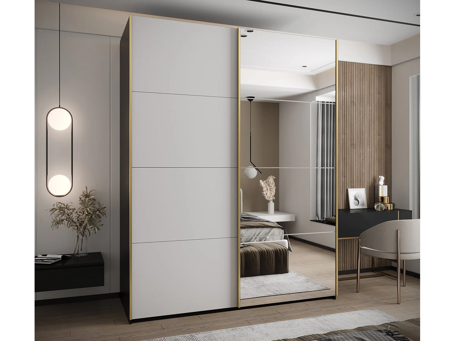 Armadio Lux 3 245,5/200/64 (Nero/Blanc/Gold)