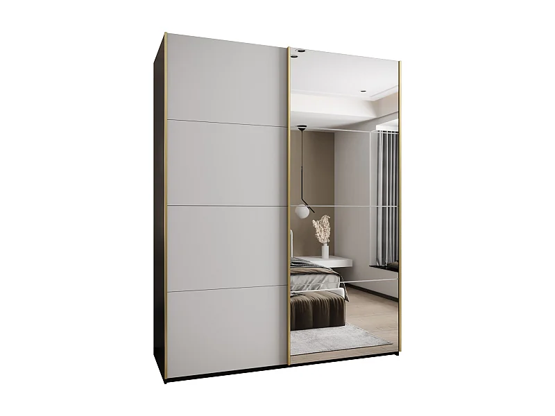 SCHWEBETÜRENSCHRANK Lux 3 245,5/200/64 (Schwarz/Weiß/Gold)