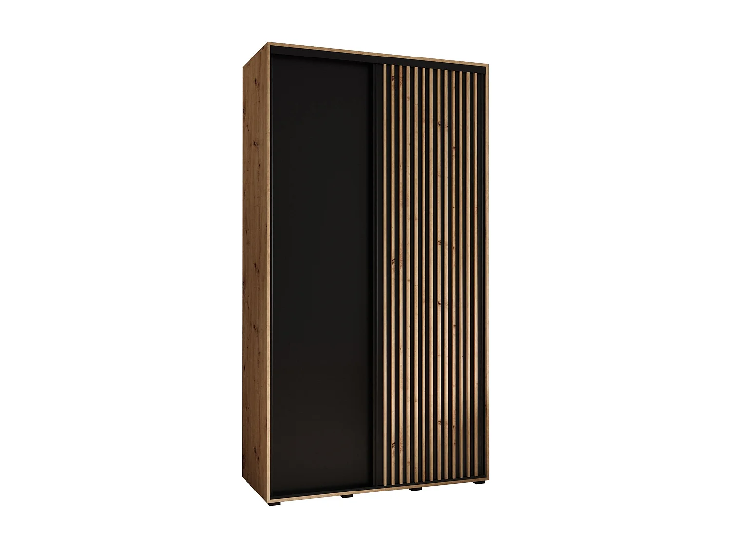 ARMOIRE SAPPORO 1 À PORTES COULISSANTES 205,2/140/60 2 Portes (Artisan/Noir)