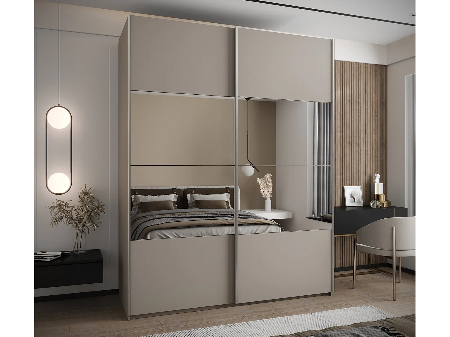 KLEDINGKAST MET SCHUIFDEUREN Lux 4 245,5/200/64 (Kaschmir/Kaschmir/Zilver)