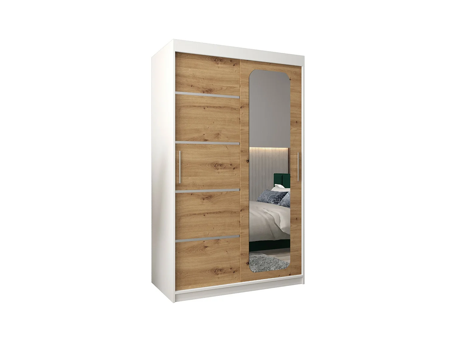 SCHWEBETÜRENSCHRANK PROMO V2 200/120/62 2-türig (Weiß/Artisan)