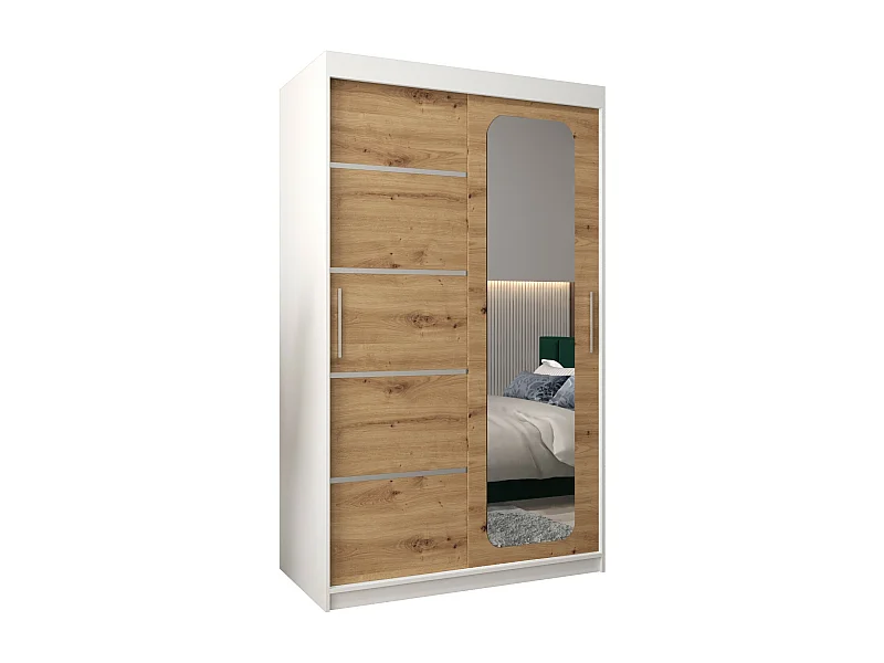 PROMO V2 KLEDINGKAST MET SCHUIFDEUREN 200/120/62 2 deuren (wit/artisan)