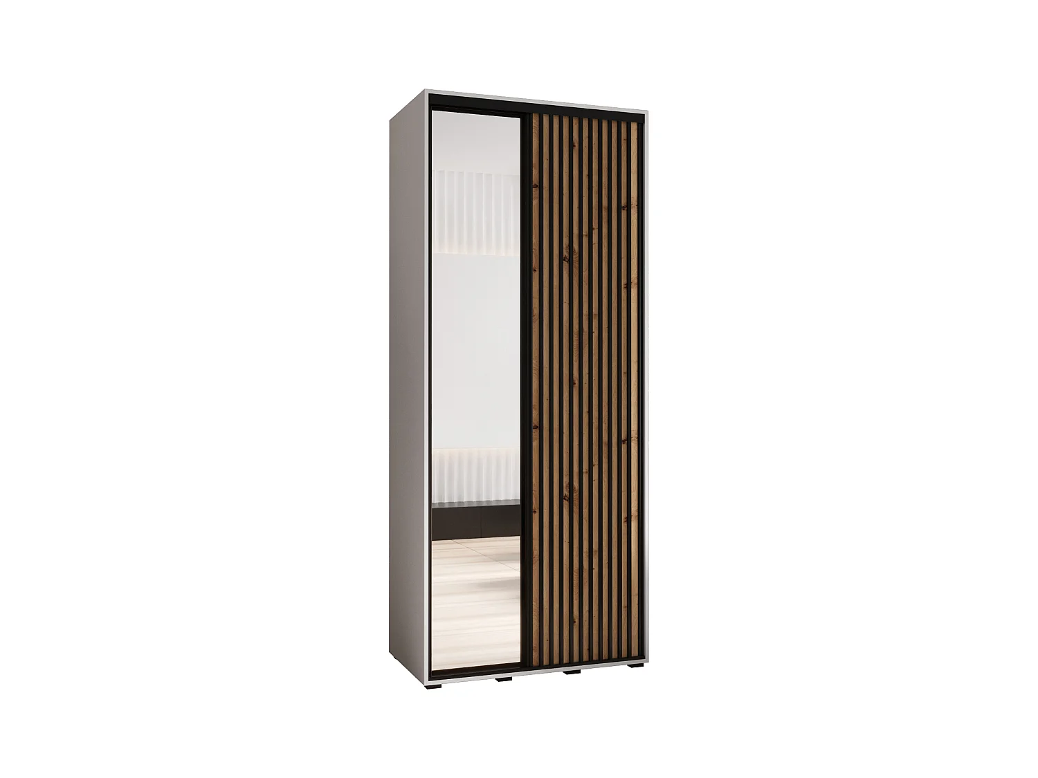 ARMOIRE LANKO 2 À PORTES COULISSANTES 235,2/120/45 2 Portes (Blanc/Artisan)