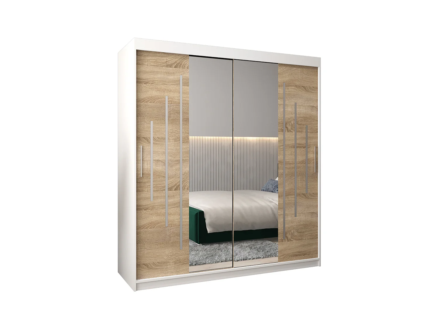 ARMADIO YORK 1 AD ANTE SCORREVOLI 200/180/62 2 porte (Bianco/Sonoma)