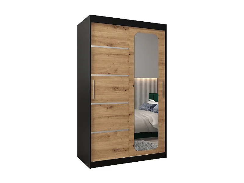 ARMOIRE PROMO V2 À PORTES COULISSANTES 200/120/62 2 Portes (Noir/Artisan)