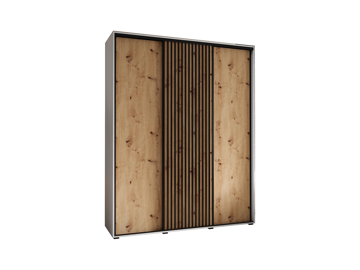 ARMOIRE LANKO 1 À PORTES COULISSANTES 235,2/190/45 3 Portes (Blanc/Artisan)