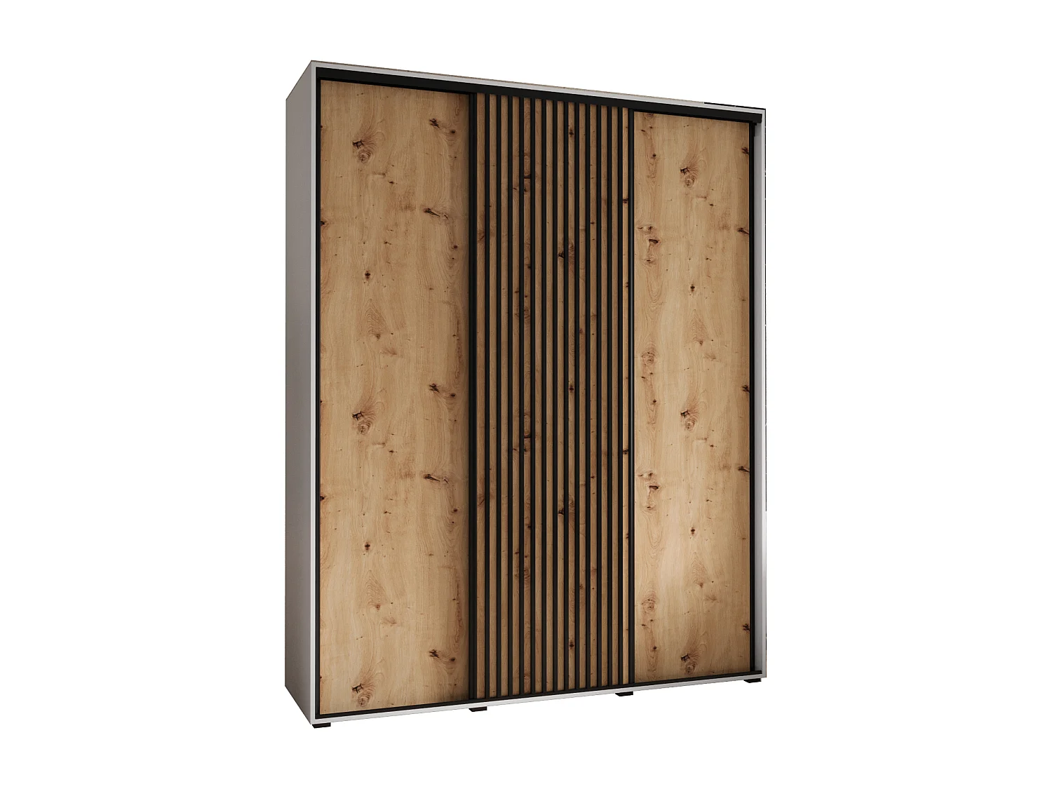 ARMOIRE LANKO 1 À PORTES COULISSANTES 235,2/190/45 3 Portes (Blanc/Artisan)