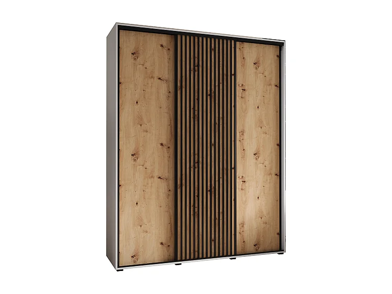 ARMOIRE LANKO 1 À PORTES COULISSANTES 235,2/190/45 3 Portes (Blanc/Artisan)