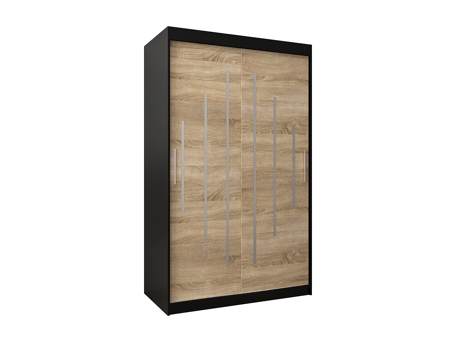 SCHWEBETÜRENSCHRANK YORK 200/120/62 2-türig (Schwarz/Sonoma)