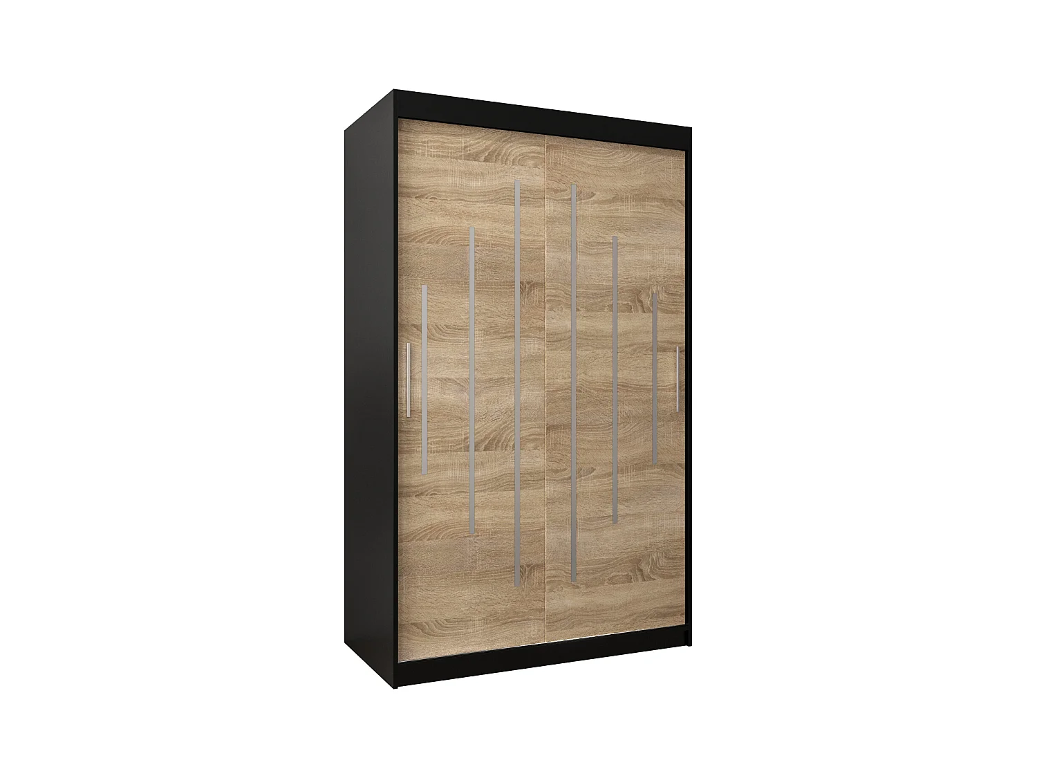 SCHWEBETÜRENSCHRANK YORK 200/120/62 2-türig (Schwarz/Sonoma)