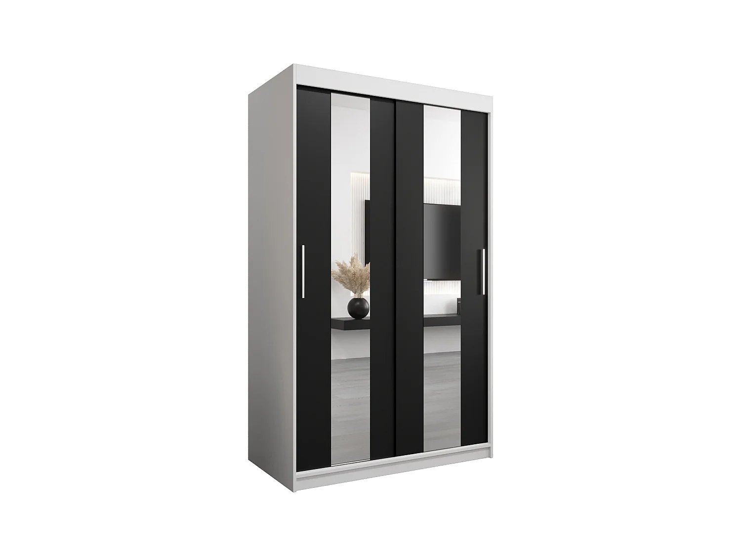 Armoire Pole À Portes Coulissantes 200/120/62 2 portes (Blanc/Noir)
