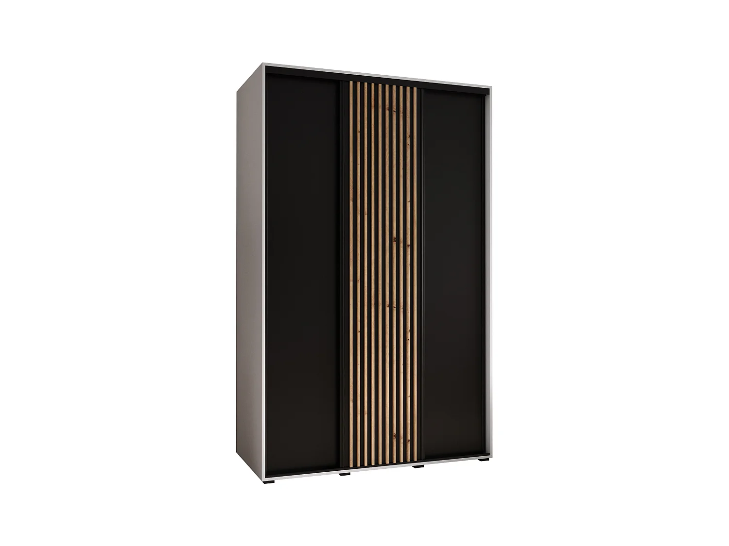 ARMADIO SAPPORO 1 AD ANTE SCORREVOLI 205,2/150/45 3 porte (Bianco/Nero)
