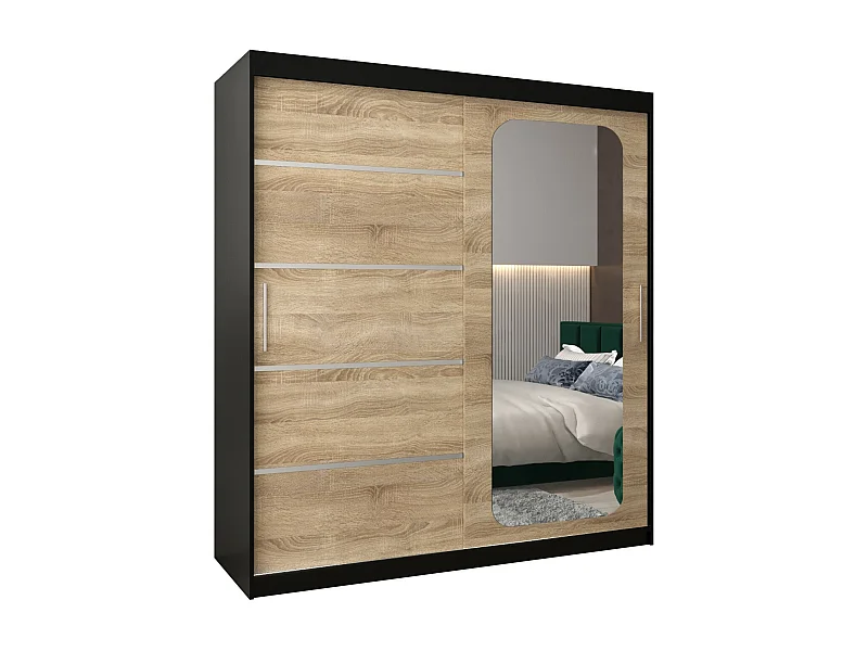 ARMARIO PROMO V2 DE PUERTAS CORREDERAS 200/180/62 2 puertas (negro/sonoma)