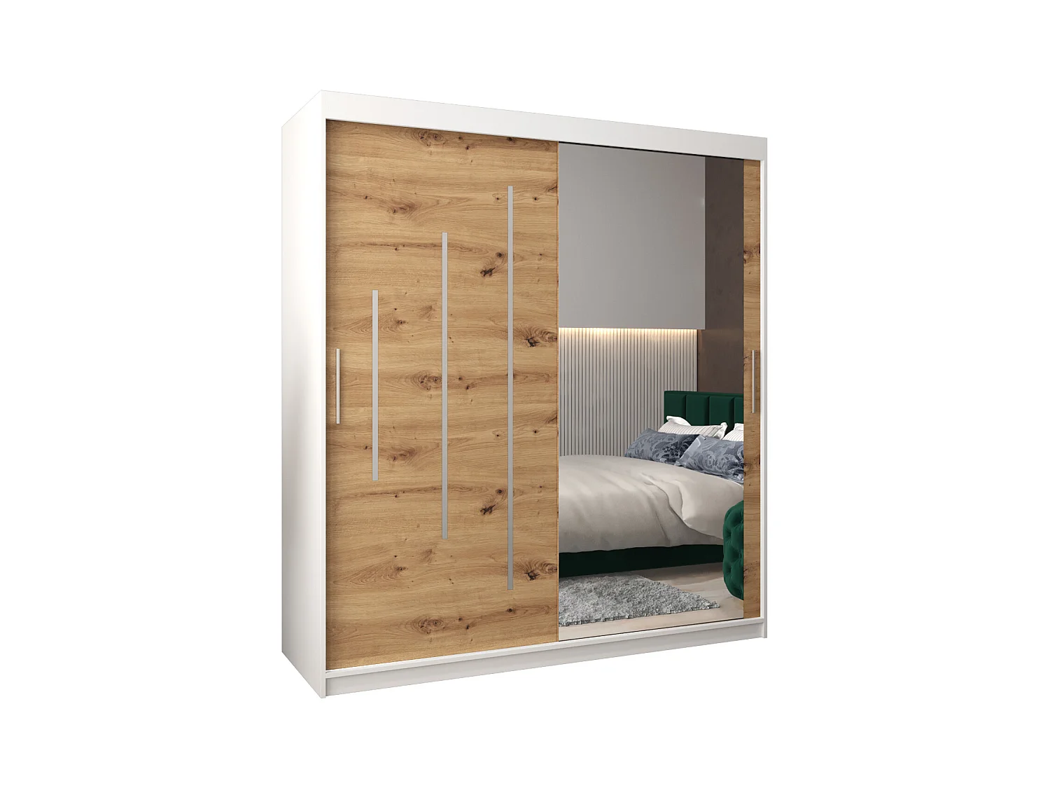 SCHWEBETÜRENSCHRANK YORK 2 200/180/62 2-türig (Weiß/Artisan)