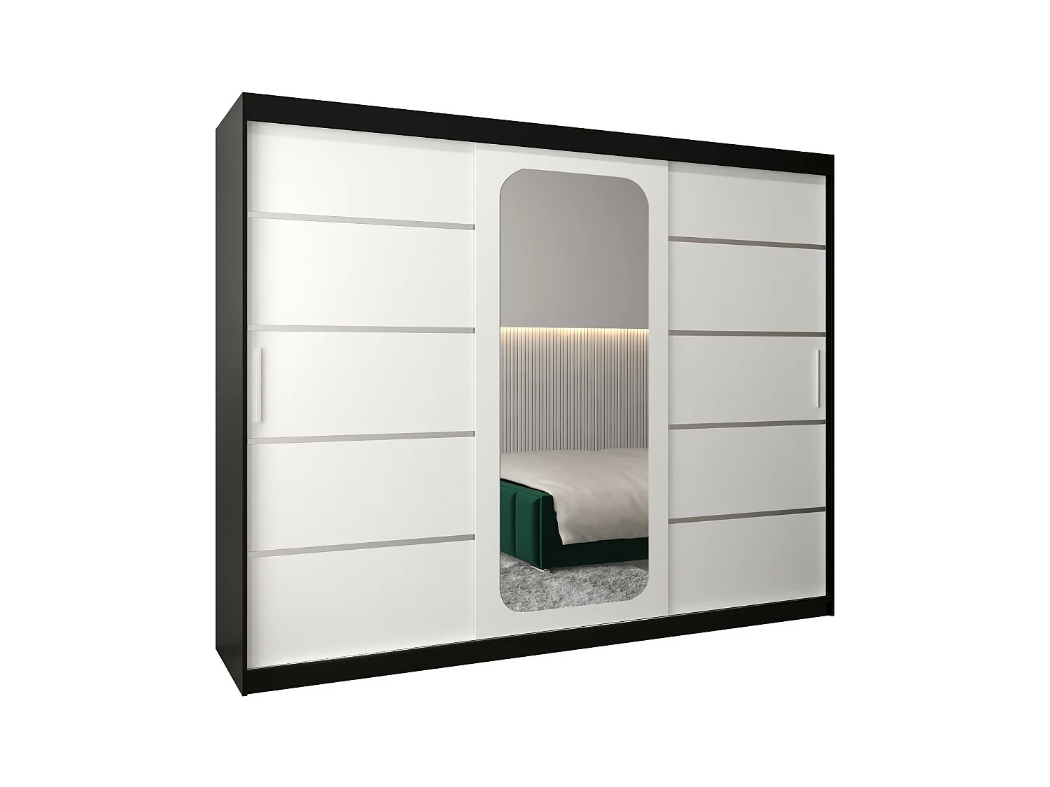 SCHWEBETÜRENSCHRANK PROMO V2 200/250/62 3-türig (Schwarz/Weiß)