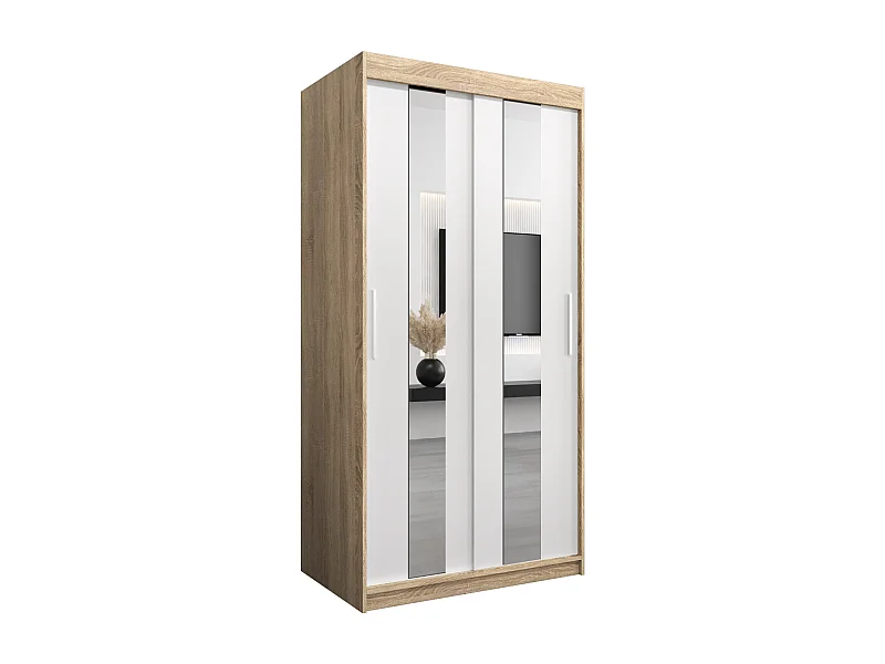 Armoire Pole À Portes Coulissantes 200/100/62 2 portes (Sonoma/Blanc)
