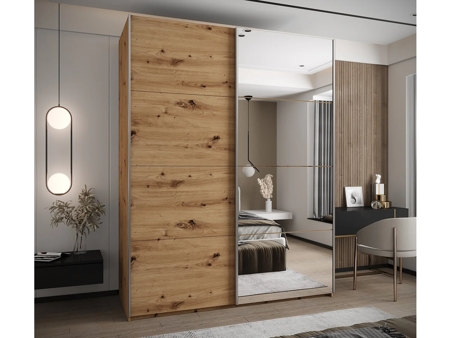 Armoire Lux 3 245,5/190/64 (Artisan/Artisan/Argent)