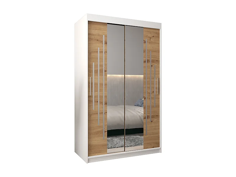 SCHWEBETÜRENSCHRANK YORK 1 200/120/62 2-türig (Weiß/Artisan)