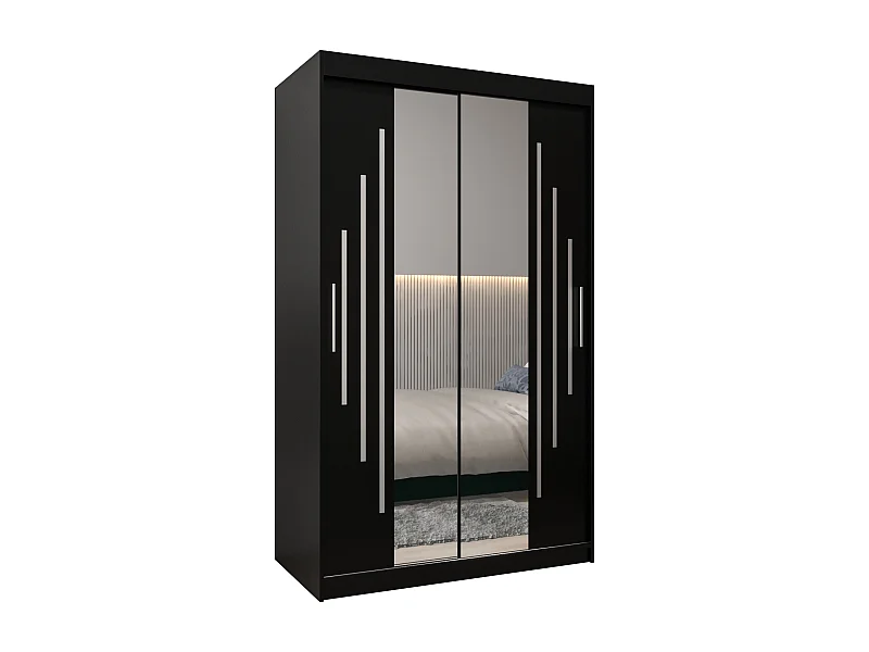 ARMOIRE YORK 1 À PORTES COULISSANTES 200/120/62 2 Portes (Noir/Noir)