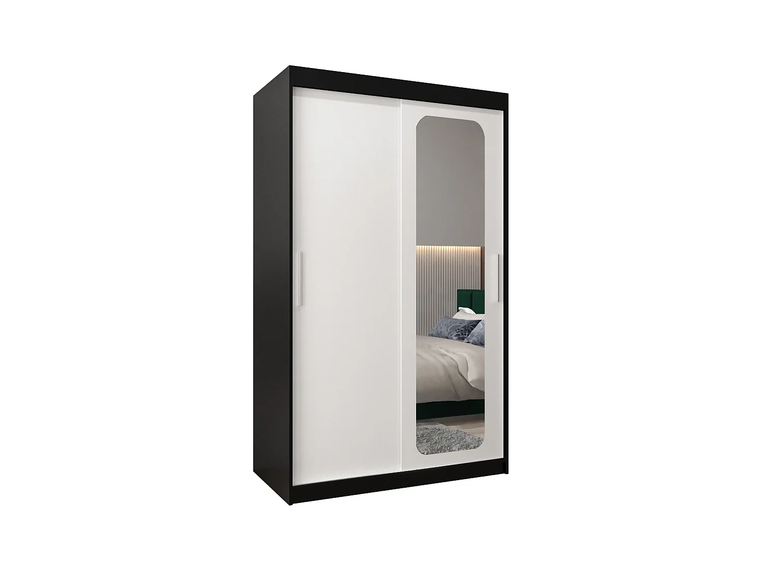 SCHWEBETÜRENSCHRANK PROMO T2 200/120/62 2-türig (Schwarz/Weiß)