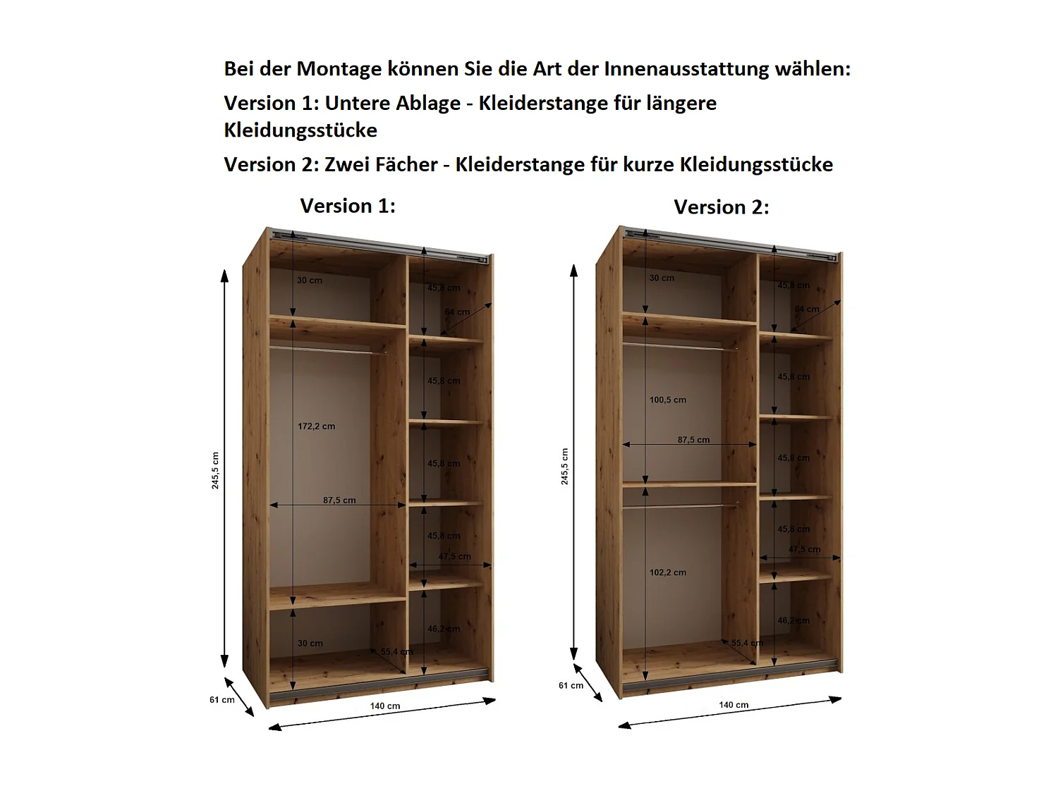 KLEDINGKAST MET SCHUIFDEUREN Lux 4 245,5/140/64 (Zwart/Zwart/Goud)