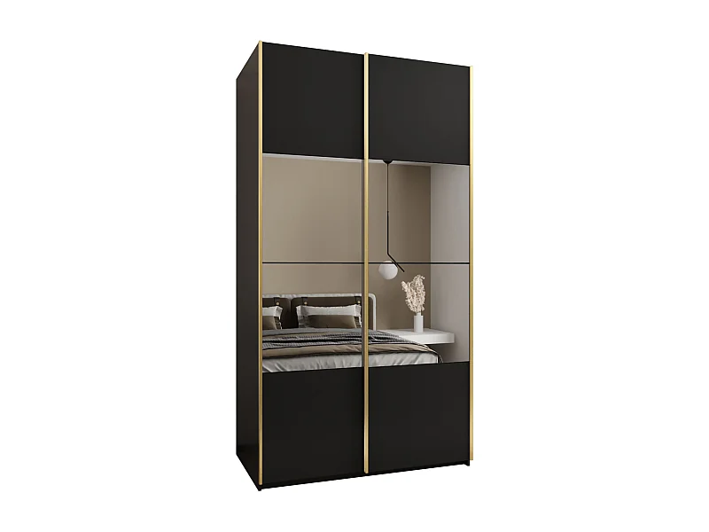 Armoire Lux 4 245,5/140/64 (Noir/Noir/Or)
