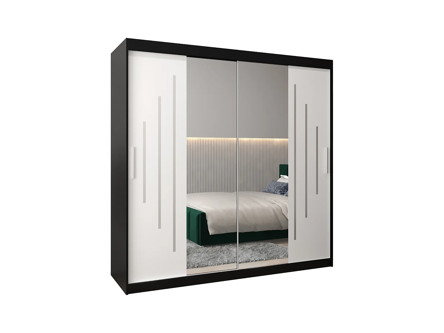 ARMOIRE YORK 1 À PORTES COULISSANTES 200/200/62 2 Portes (Noir/Blanc)