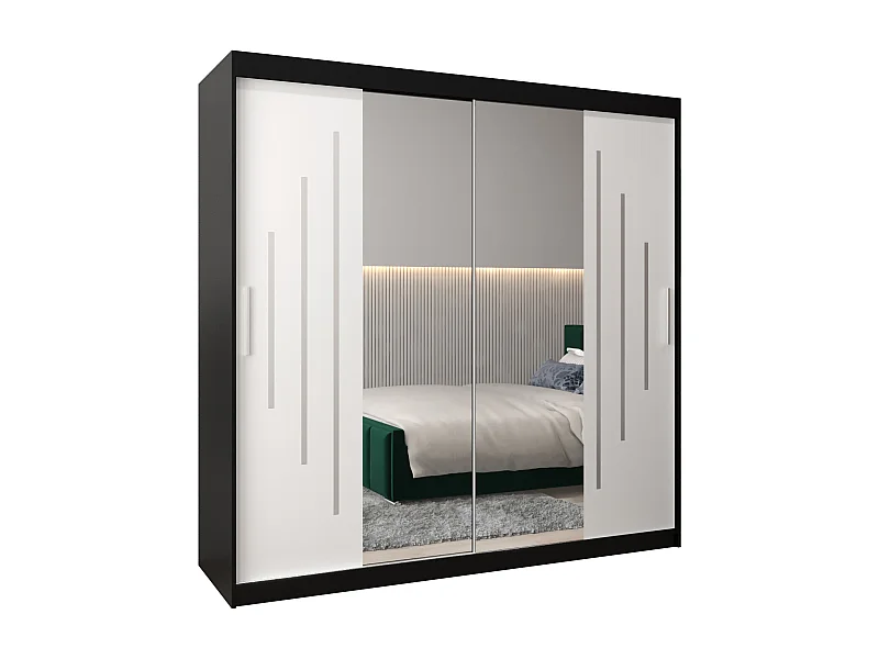 ARMOIRE YORK 1 À PORTES COULISSANTES 200/200/62 2 Portes (Noir/Blanc)