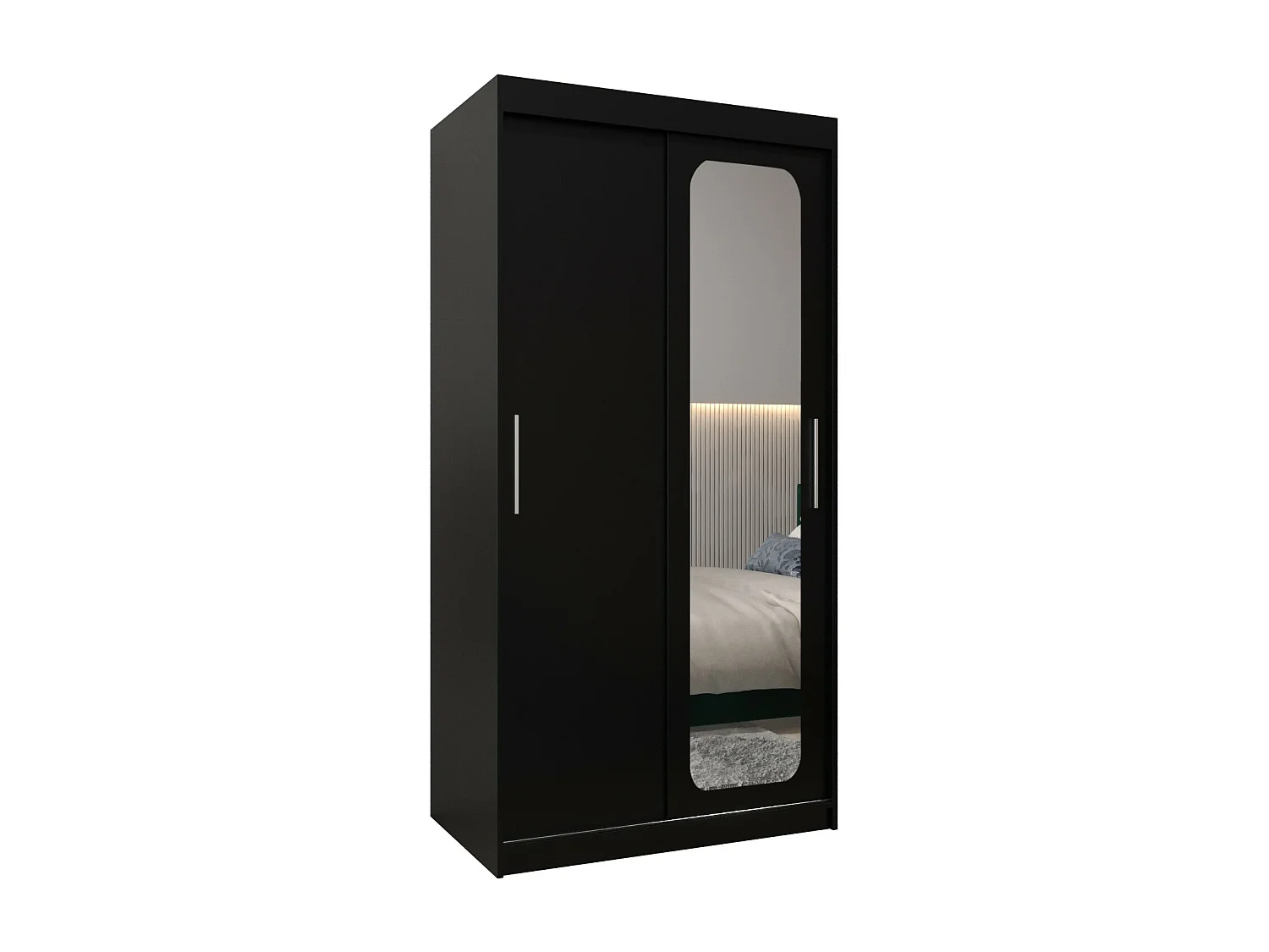 ARMOIRE PROMO T2 À PORTES COULISSANTES 200/100/62 2 Portes (Noir/Noir)
