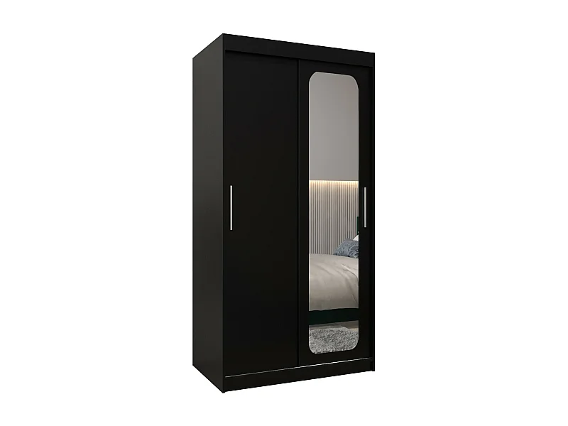 ARMOIRE PROMO T2 À PORTES COULISSANTES 200/100/62 2 Portes (Noir/Noir)