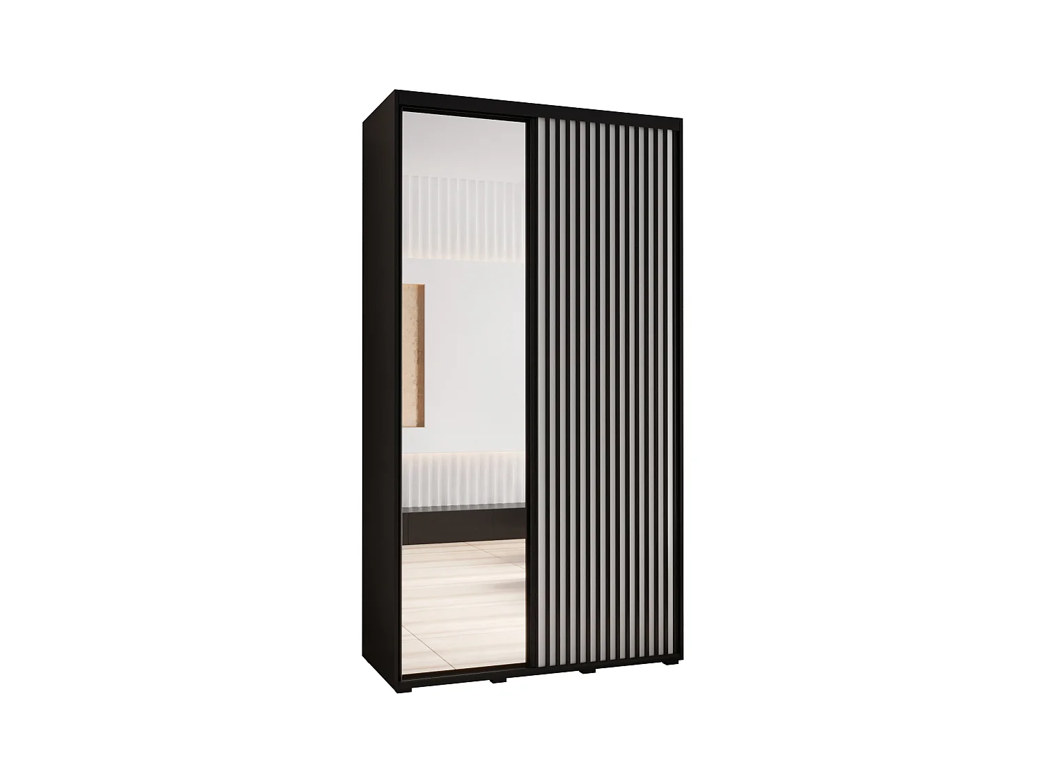 ARMOIRE LANKO 2 À PORTES COULISSANTES 235,2/140/45 2 Portes (Noir/Blanc)