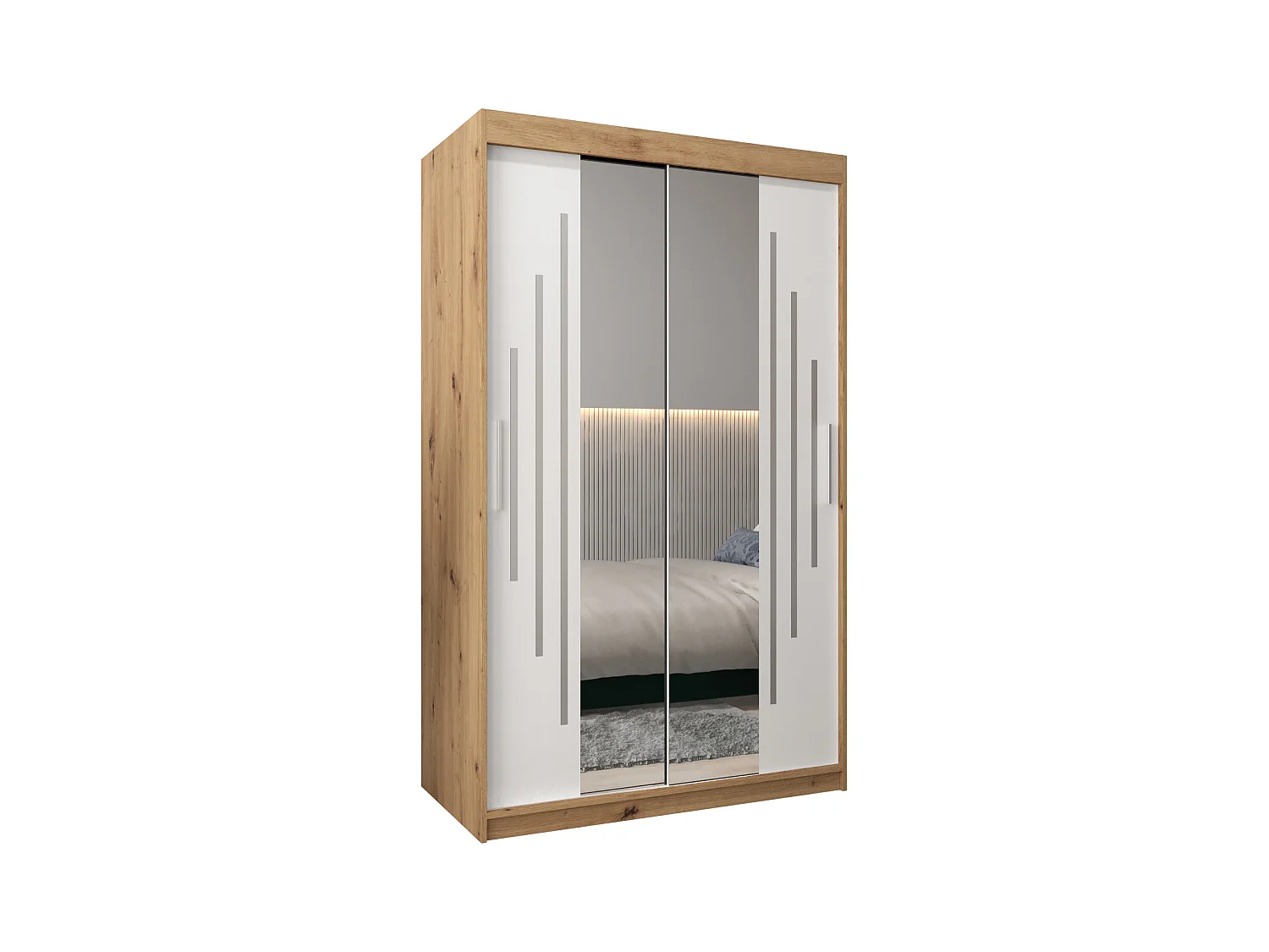 YORK 1 KLEDINGKAST MET SCHUIFDEUREN 200/120/62 2 deuren (artisan/wit)
