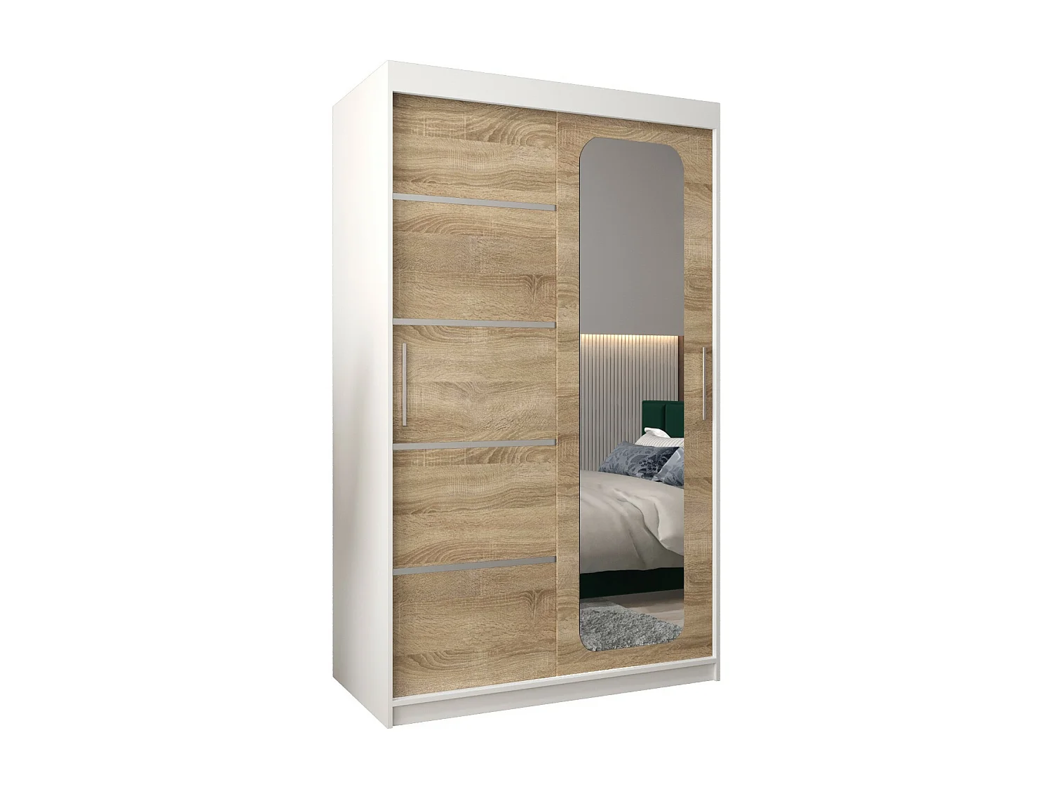 ARMADIO PROMO V2 AD ANTE SCORREVOLI 200/120/62 2 porte (Bianco/Sonoma)