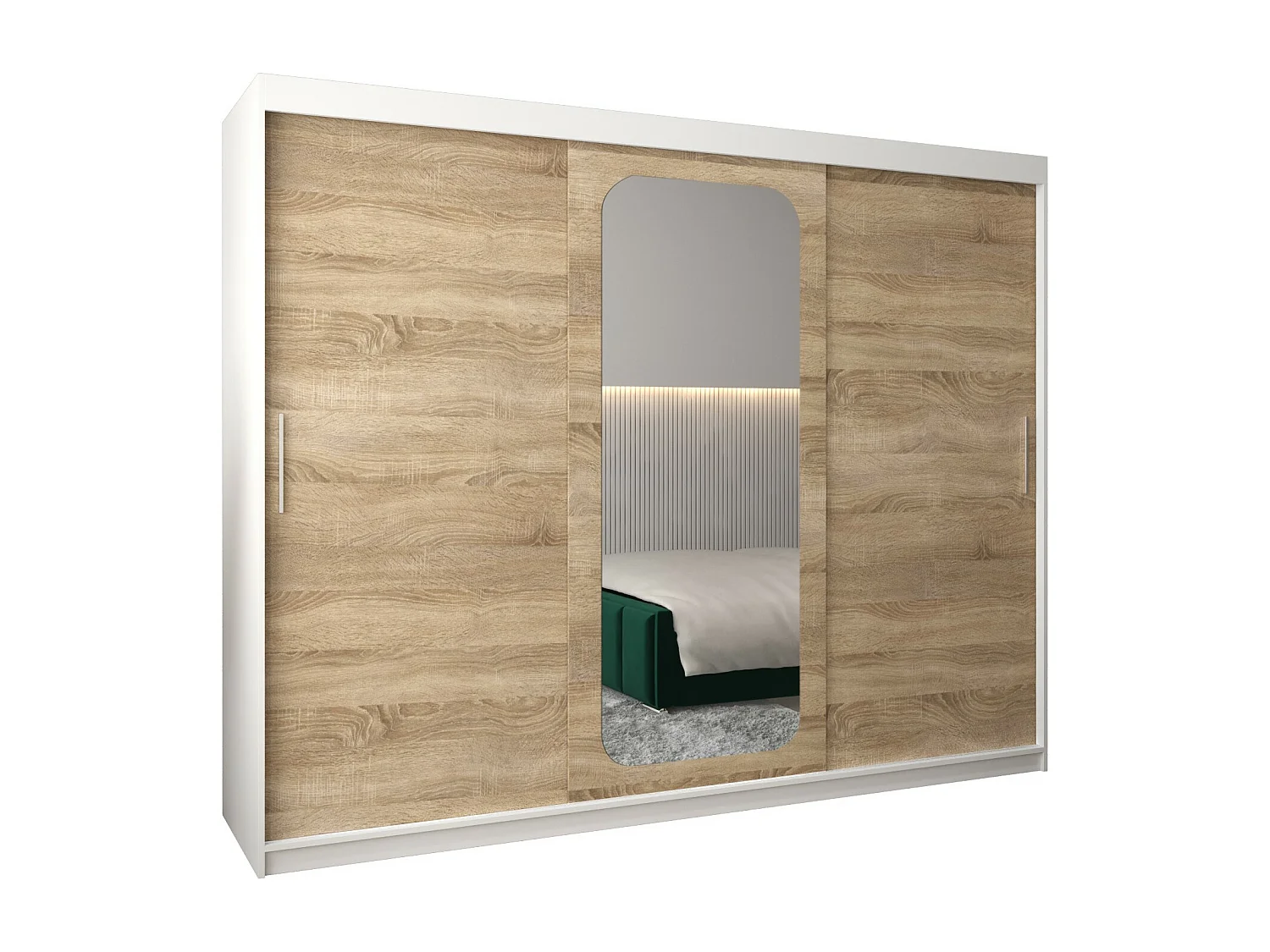 ARMOIRE PROMO T2 À PORTES COULISSANTES 200/250/62 3 Portes (Blanc/Sonoma)