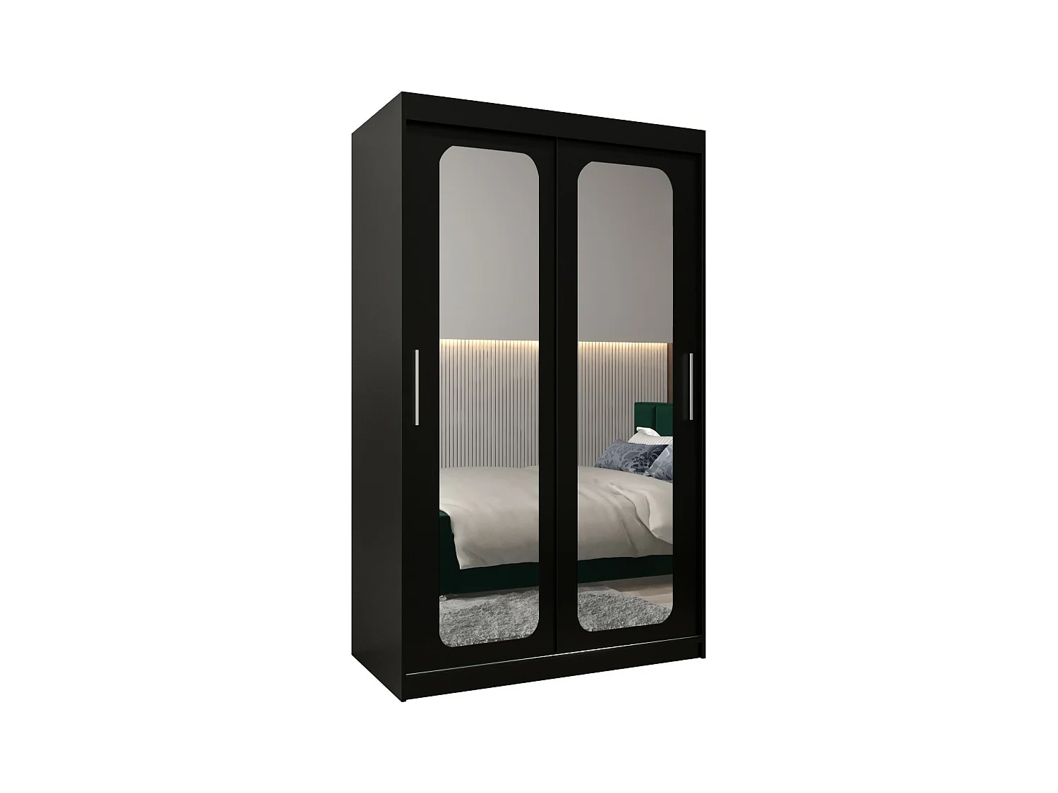 PROMO T3 KLEDINGKAST MET SCHUIFDEUREN 200/120/62 2 deuren (zwart/zwart)