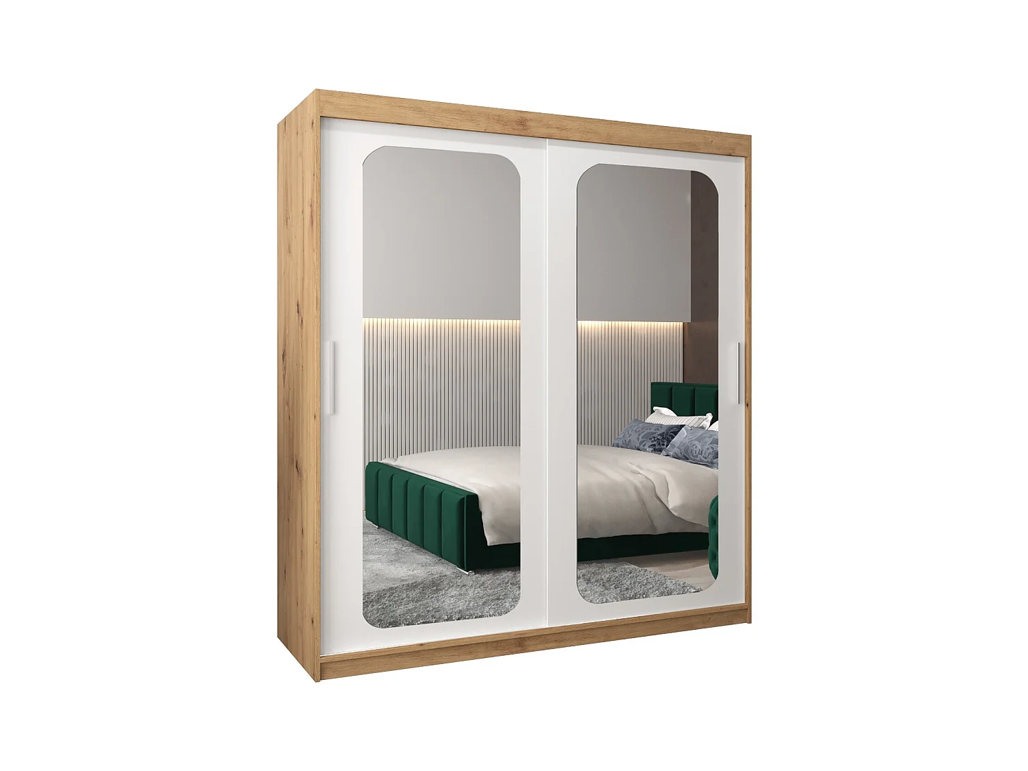 PROMO T3 KLEDINGKAST MET SCHUIFDEUREN 200/180/62 2 deuren (artisan/wit)