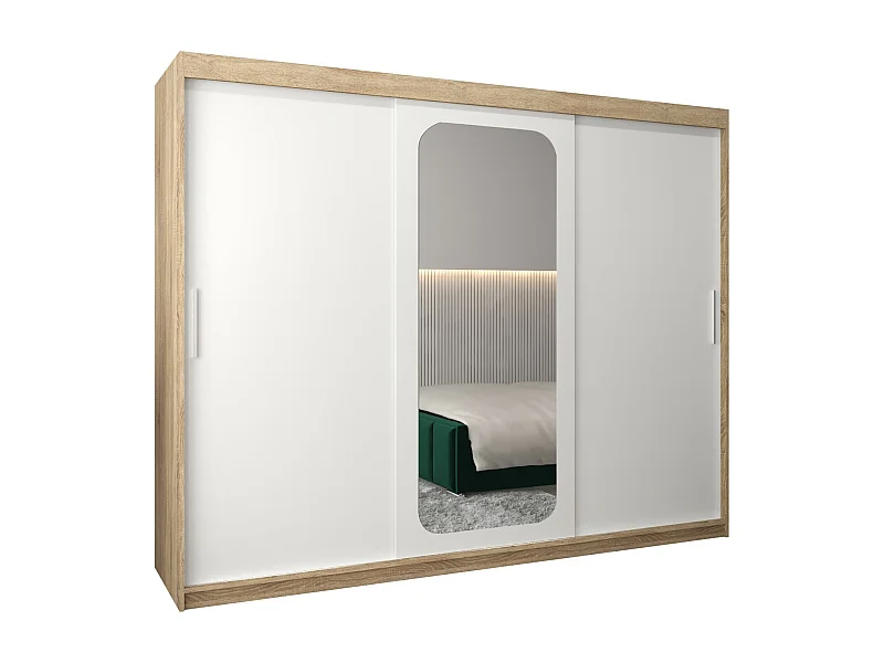 ARMOIRE PROMO T2 À PORTES COULISSANTES 200/250/62 3 Portes (Sonoma/Blanc)