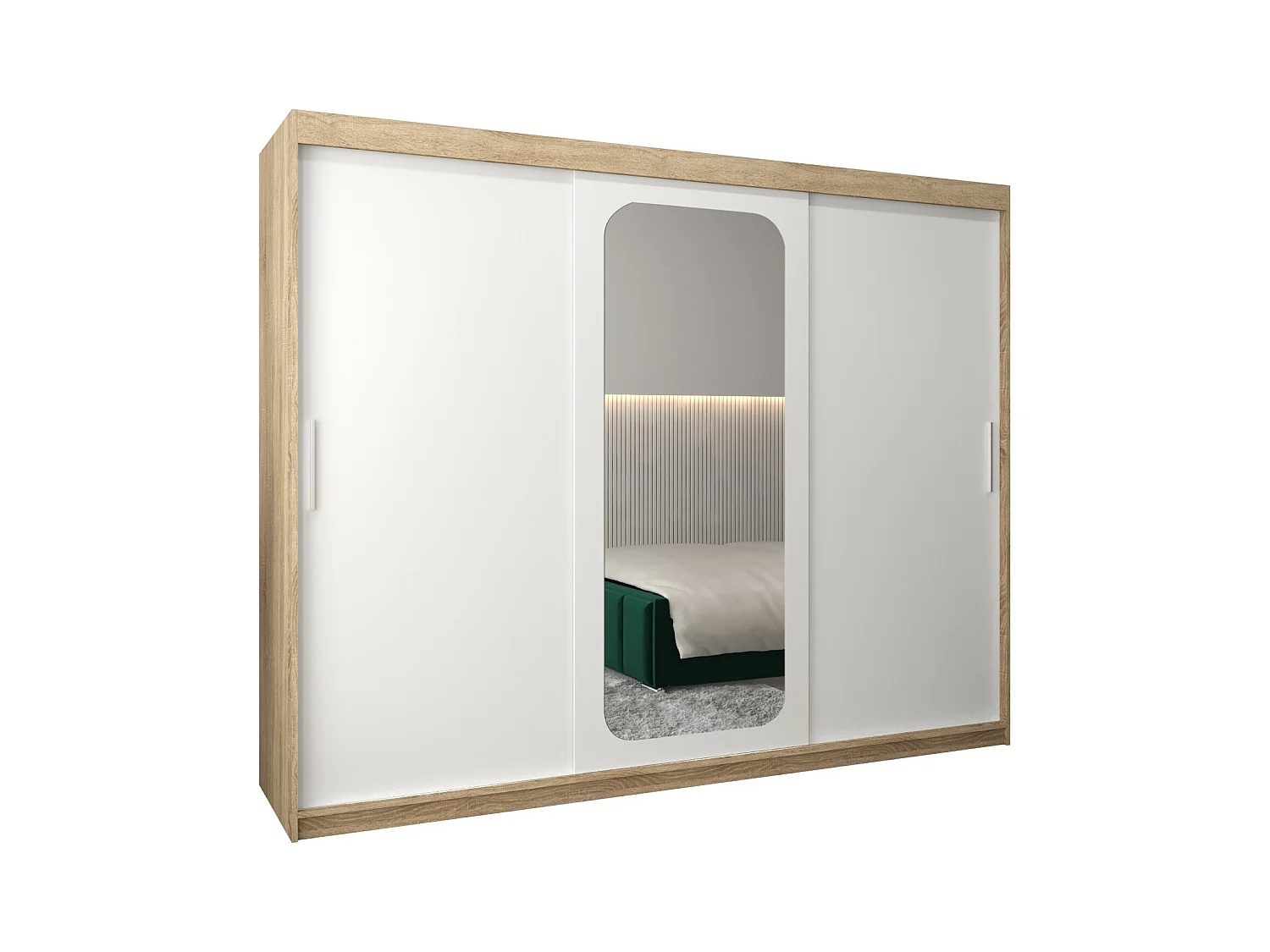ARMOIRE PROMO T2 À PORTES COULISSANTES 200/250/62 3 Portes (Sonoma/Blanc)